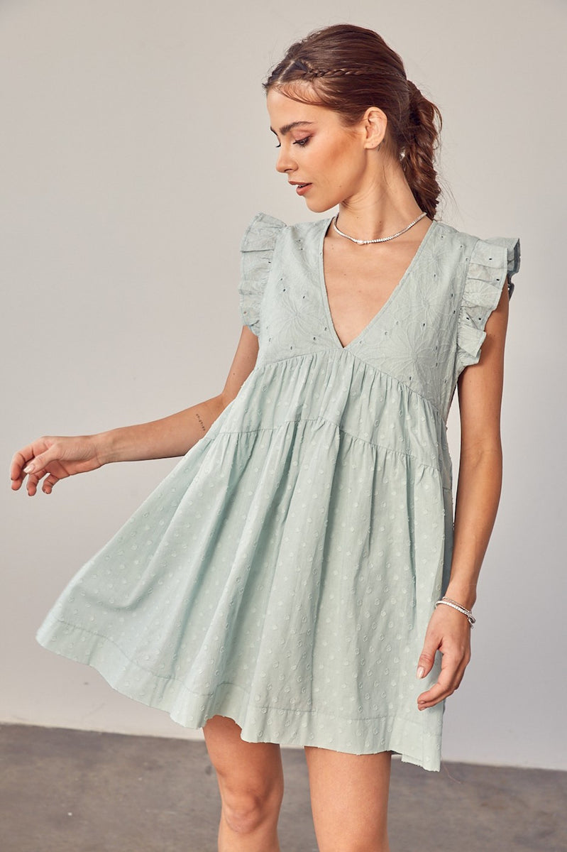 Romper Dress In SAGE Green Eyelet - Romper Dresses