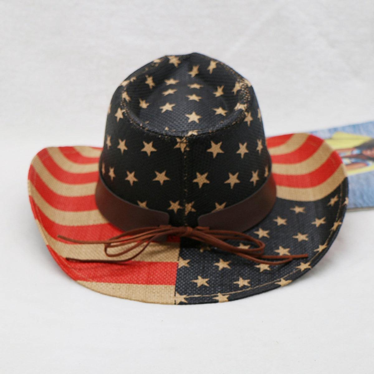 US Flag Straw Cowgirl Hat