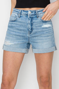 Mid-Rise Waist Denim Shorts