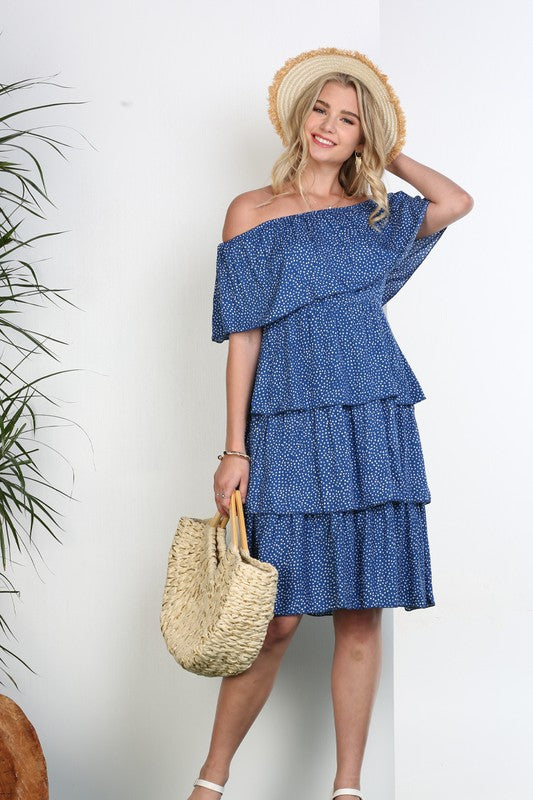 Ruffled Layer Off The Shoulder Dress