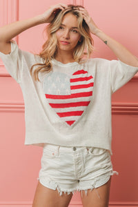 Heart Flag Lightweight Knit Top