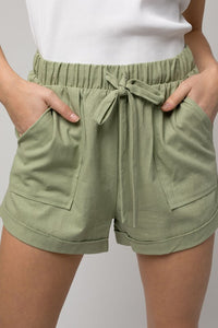 Linen Shorts With Elastic Waist