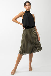 Sleeveless Halter Neck Dress Top With Smocked Waist