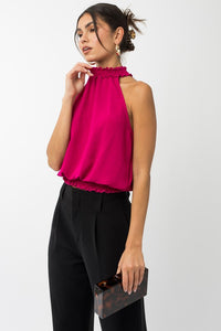 Sleeveless Halter Neck Dress Top With Smocked Waist