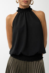 Sleeveless Halter Neck Dress Top With Smocked Waist