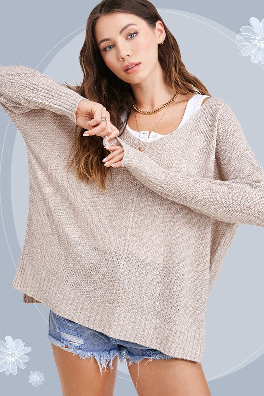 Oversized Stretchy Lightweight Knit Sweater