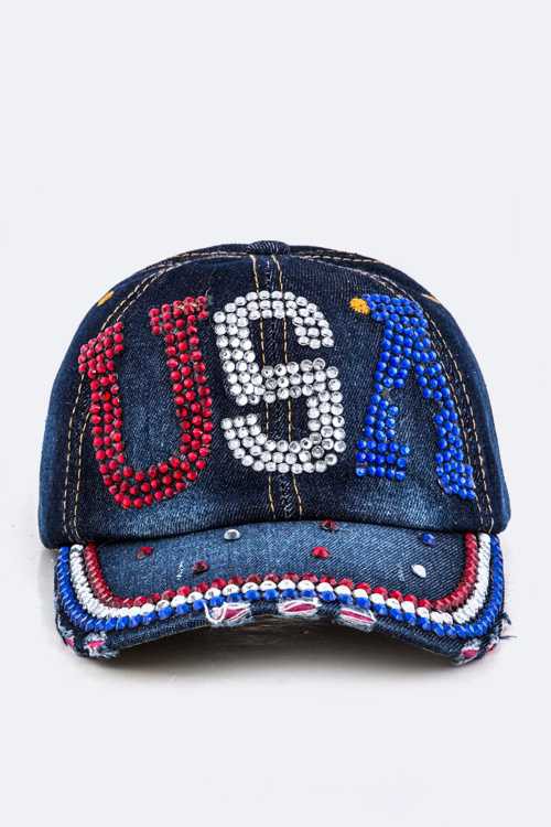 Rhinestone USA Baseball Hat For Women