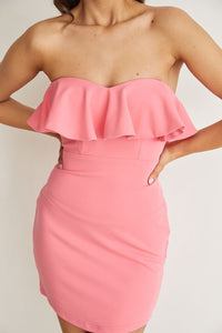 Strapless Mini Dress With Ruffled Layer Top