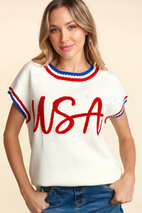 USA Red White & Blue Knit Top