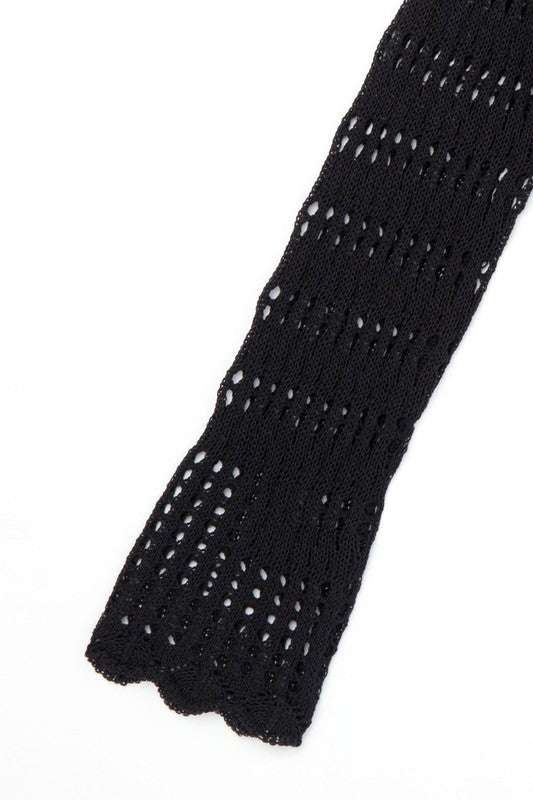 Knit Mesh Crop Top In Black