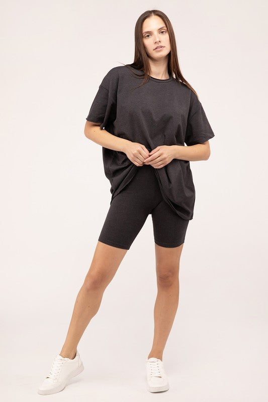 Biker Shorts With Matching Short Sleeve Tee