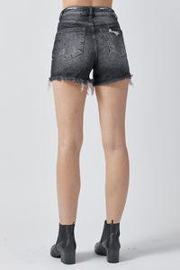 High Rise Distressed Black Jean Shorts Small-3XL