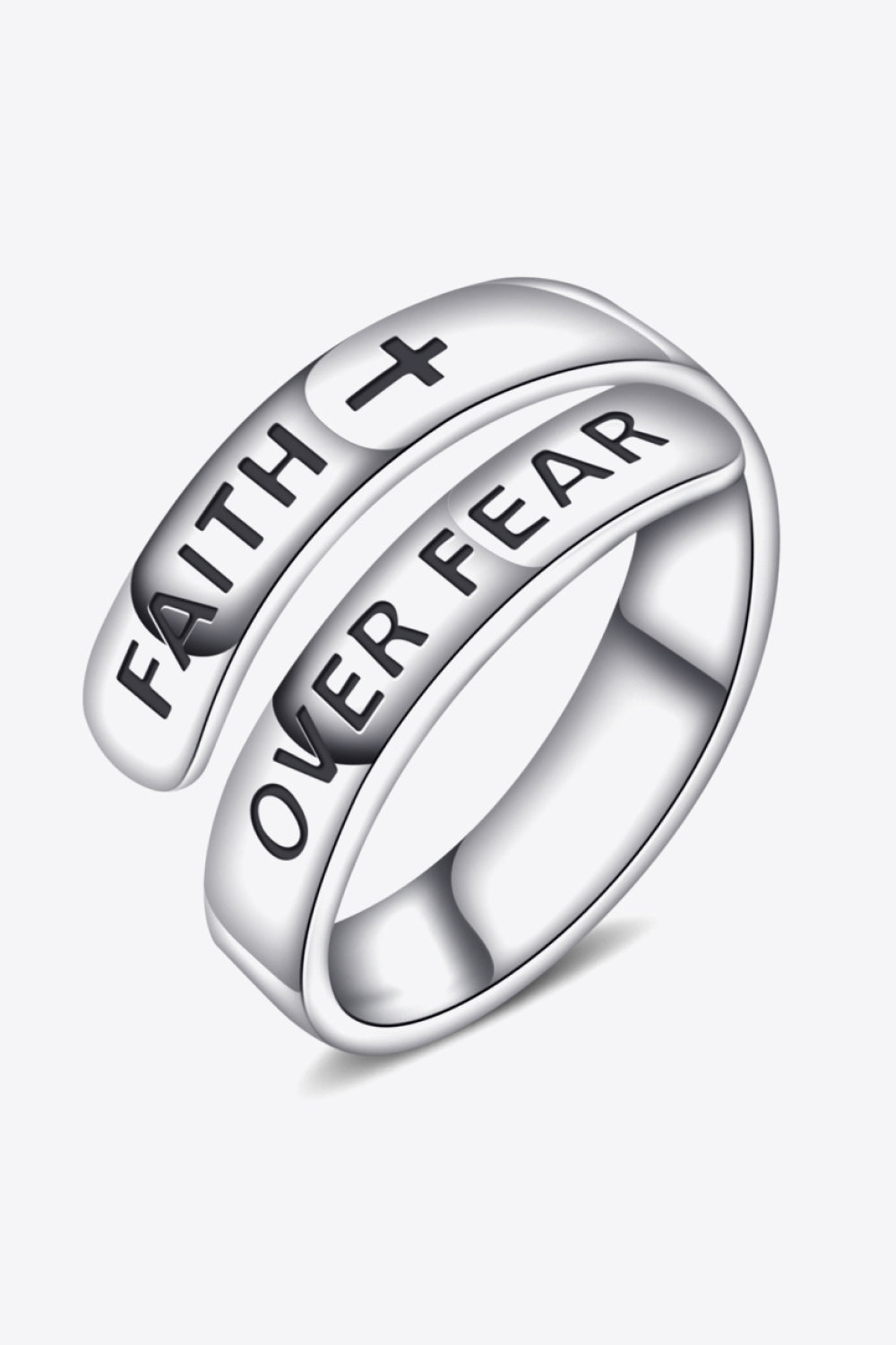 Faith Over Fear Wrap Ring in Sterling Silver
