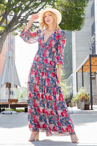 V-Neck Floral Maxi Dress