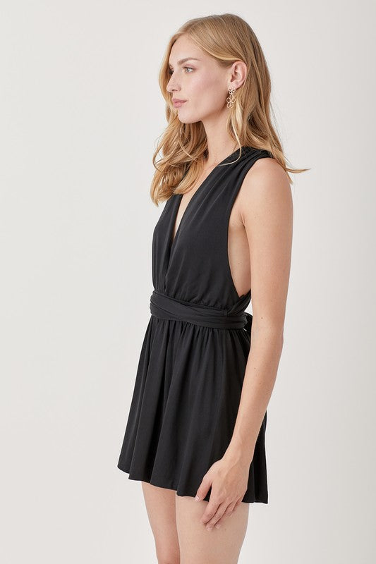Black Romper With Convertible Straps