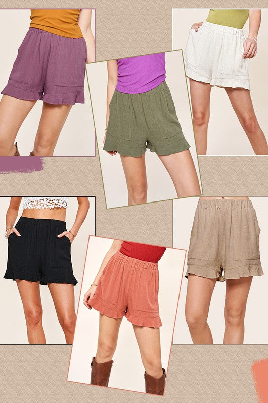 Flared Linen Shorts
