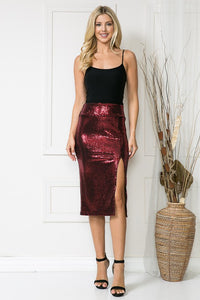 Sequin Skirt With Side Slit
