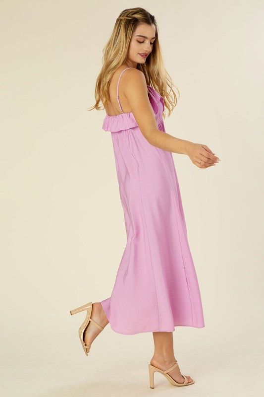 Lavender Maxi Dress With Ruffle Top