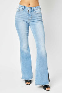 Judy Blue Jeans With Raw Hem And Slit Leg Flare | Size 1-24W