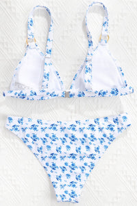Blue And White Floral Bikini Set