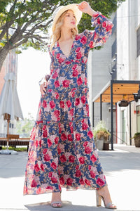 V-Neck Floral Maxi Dress