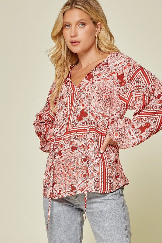 Balloon Sleeve Boho Top