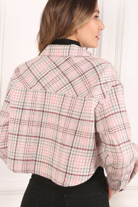 Cropped Pink Plaid Jacket