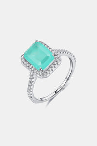 Sterling Silver Emerald Cut Tourmaline Ring