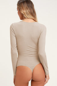 Long Sleeve Lace Trim Bodysuit