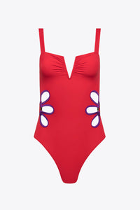 Swimsuit With Side Flower Cut-Outs
