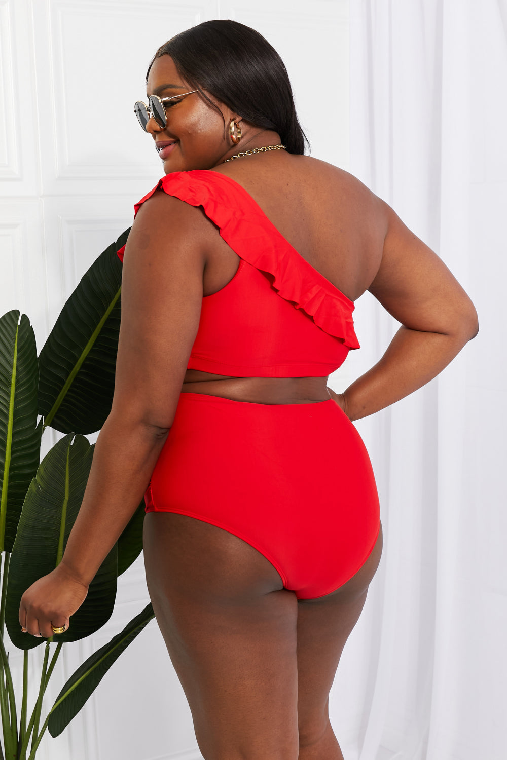 Ruffle One-Shoulder Red Bikini