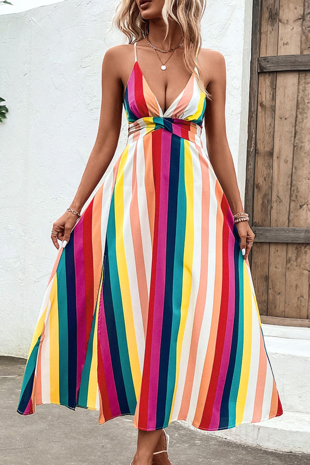 Rainbow Dress With Crisscross Straps