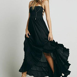 Boho Beach Long Dress - Summer Holiday Wear Black / L Boho Beach Long Dress - Summer Holiday Wear Black / L