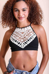 Buy Imported Women Crochet Lace Bralette Knit Bra Boho Halter Cami Tank  Crop Top White L at