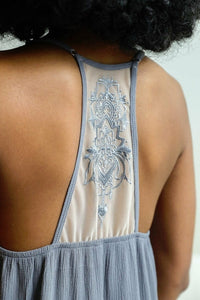 Embroidered Back Ruffled Slip Dress