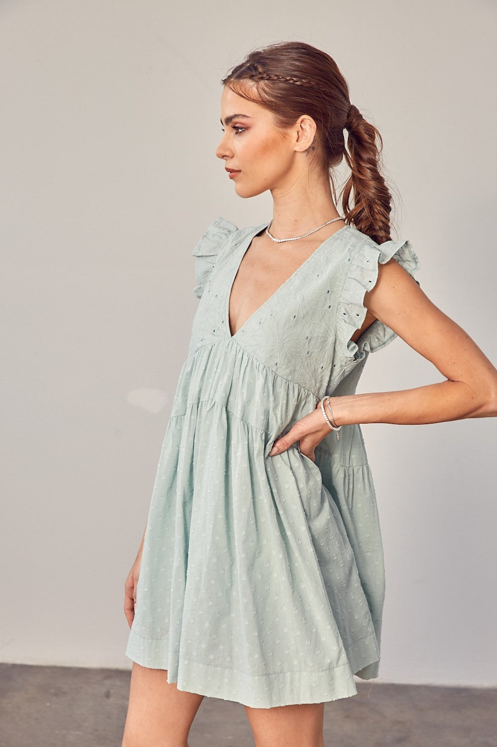 sage green eyelet dress Baltic Brn Margot Eyelet Midi Dress in Sage at Nordstrom, Size Large