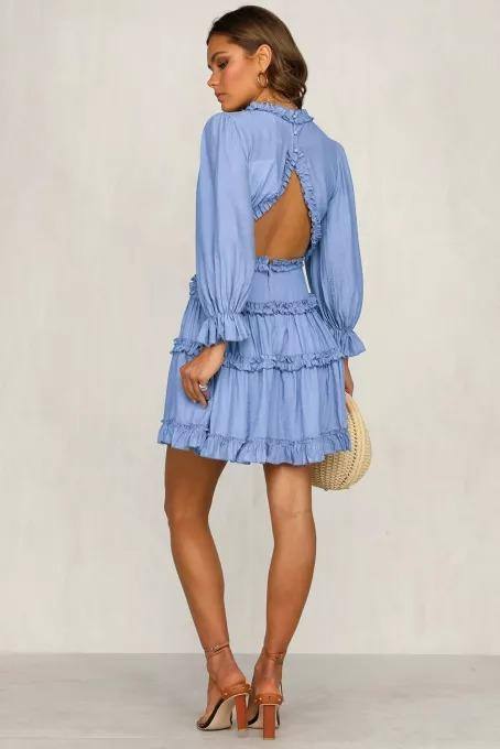 Ruffle open discount back dress