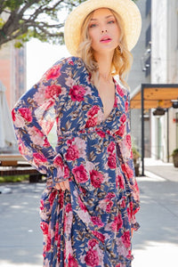 V-Neck Floral Maxi Dress