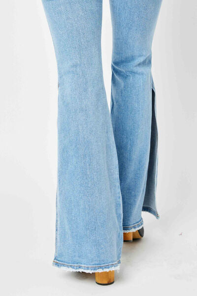 Judy Blue Jeans With Raw Hem And Slit Leg Flare | Size 1-24W