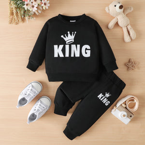 King Graphic Sweatshirt and Jogger Set