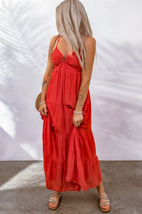Tiered Red Maxi Dress