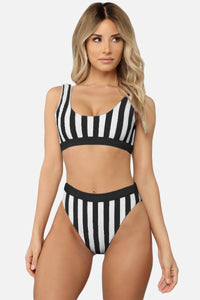 Striped Tank High Waist Bikini - The Wild Calla 