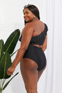 Ruffle One-Shoulder Black Bikini