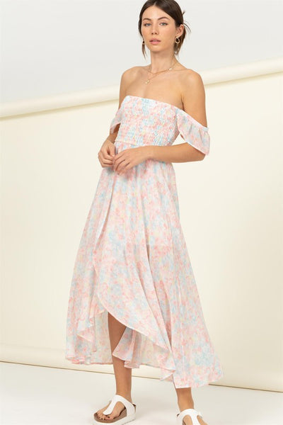 Smocked Floral Off Shoulder Dress - off shoulder Dresses for Smocked Floral Off Shoulder Dress - off shoulder Dresses for