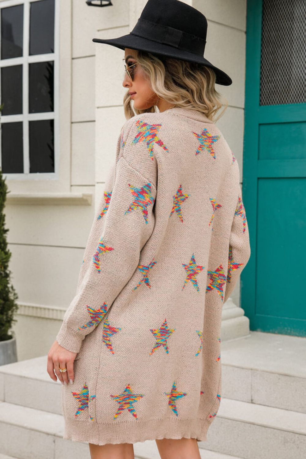 Open Front Knit Star Cardigan
