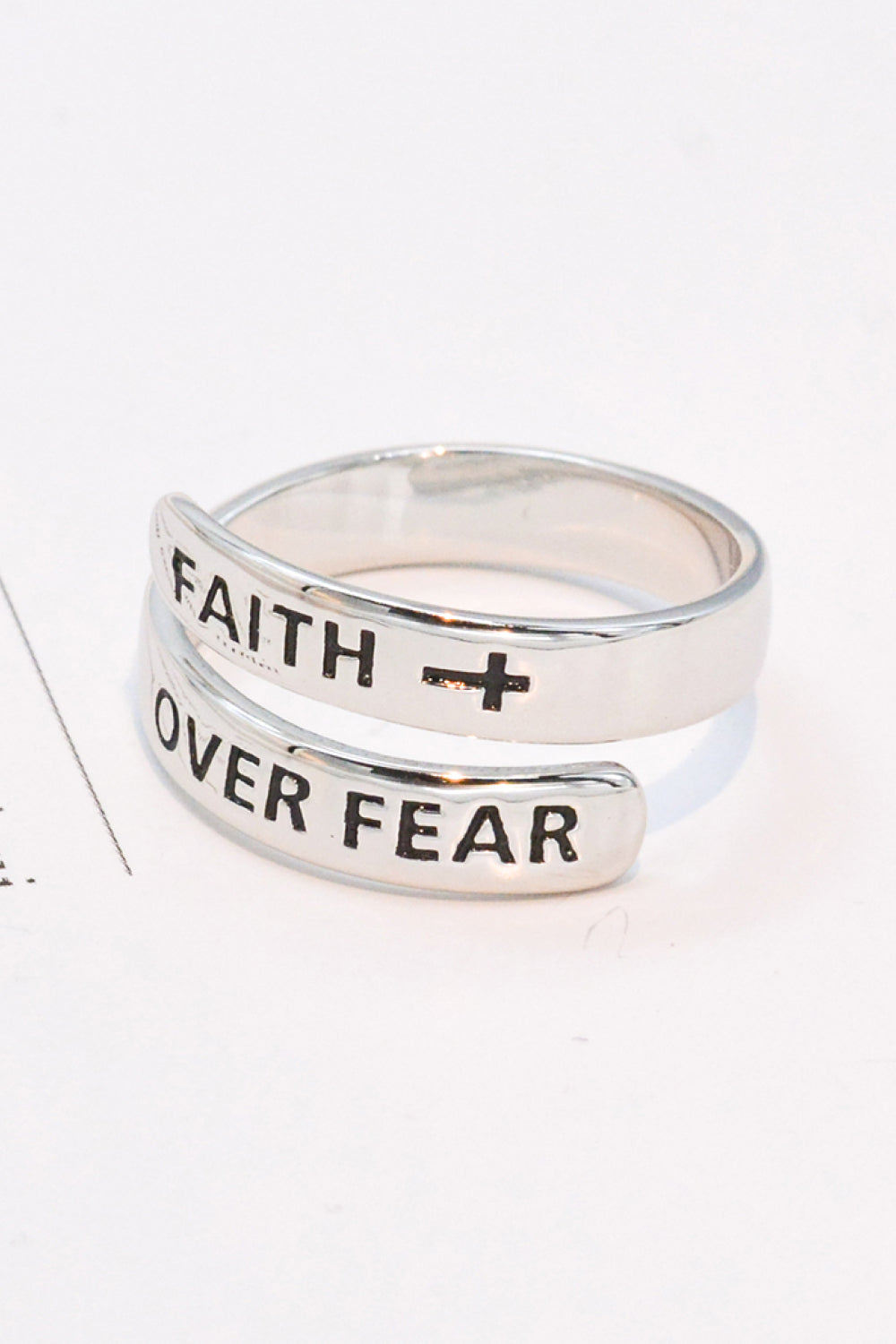 Faith Over Fear Wrap Ring in Sterling Silver