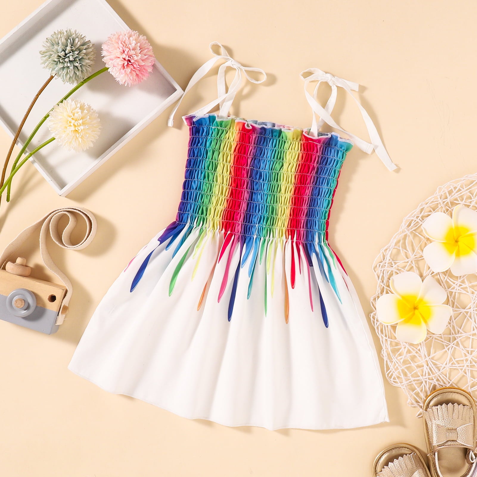 Baby Toddler Rainbow Smocked Dress